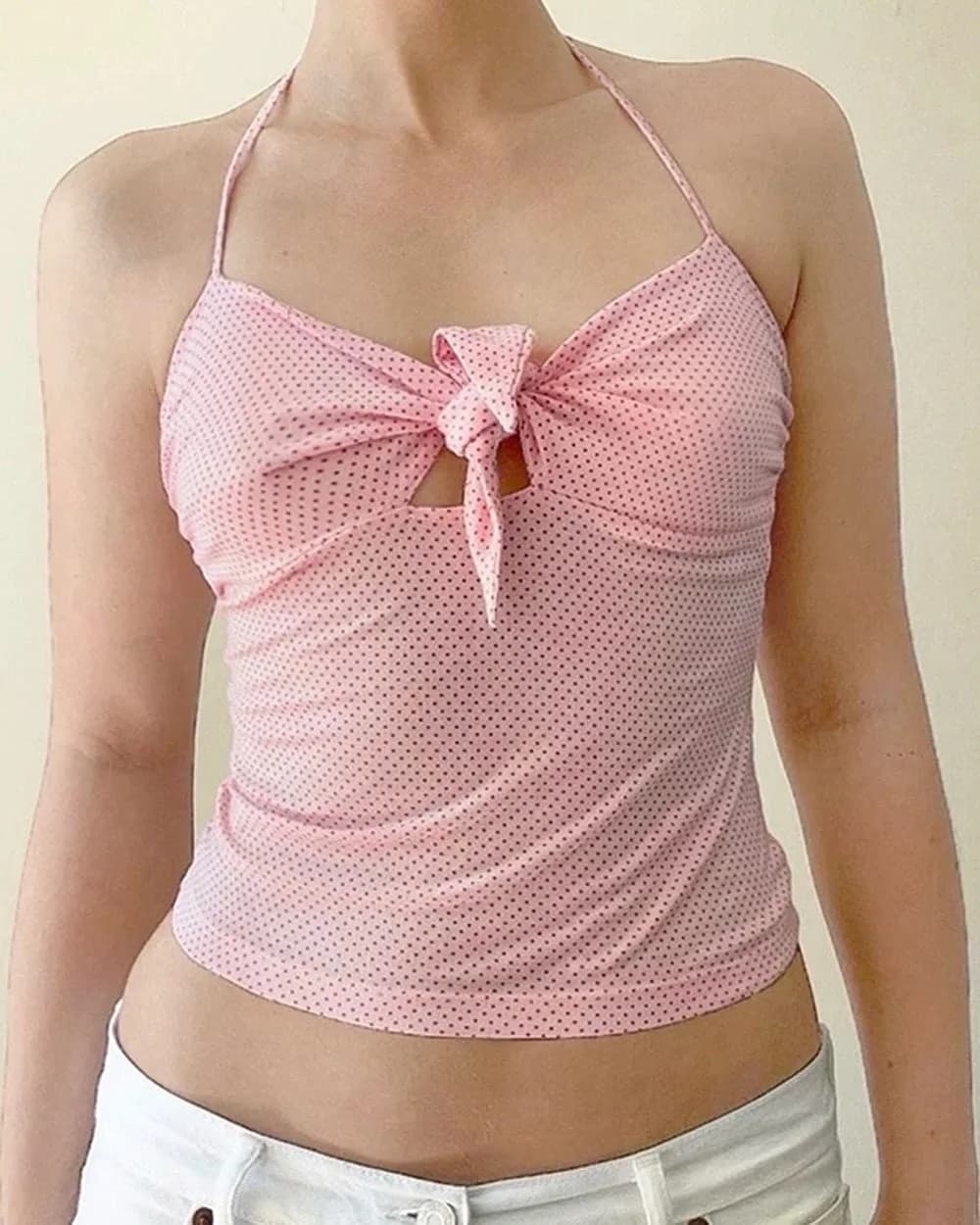 Morning In Paris Polka Dot Halter Top — view 2 Morning In Paris Polka Dot Halter Top — view 2