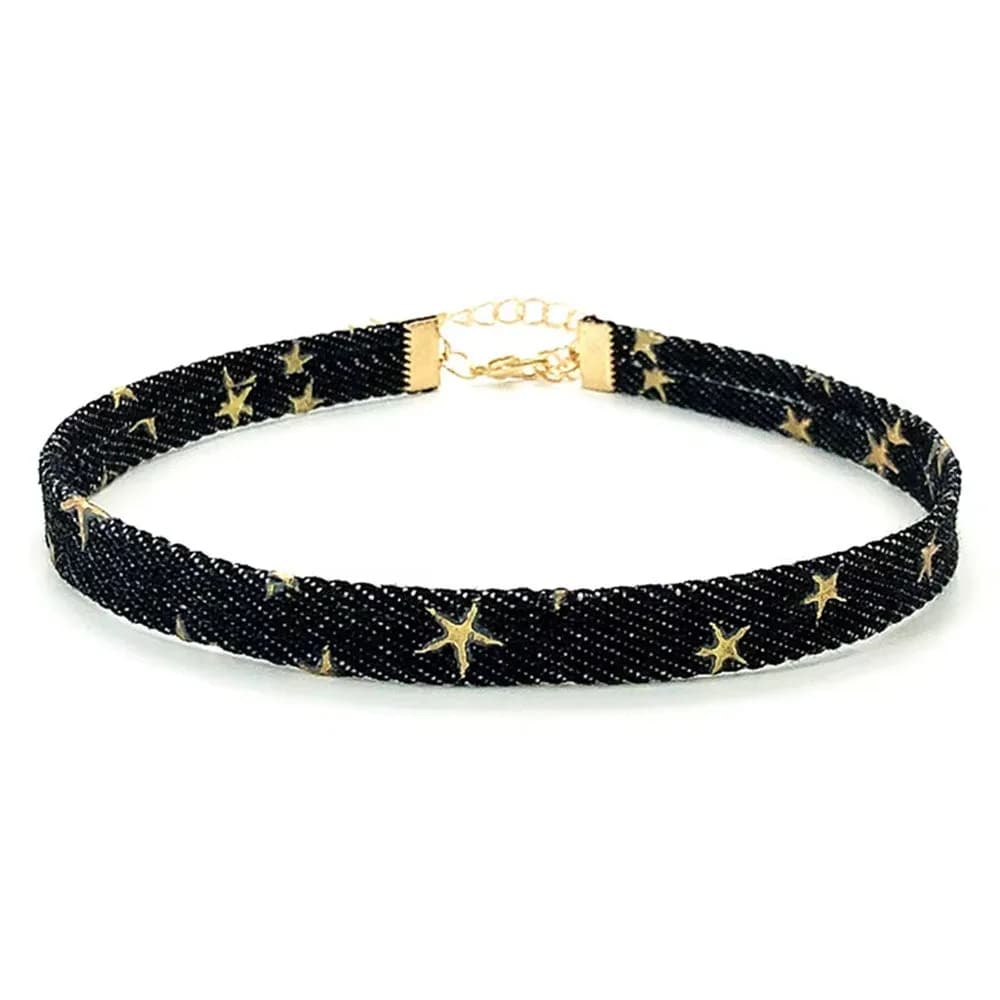 Star Girl Denim Choker — view 2 Star Girl Denim Choker — view 2