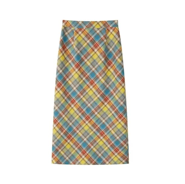 Midi Plaid Rainbow Skirt — view 1 Midi Plaid Rainbow Skirt — view 1