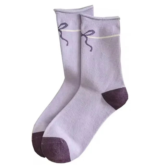 Soft Girl Lavender Bow Socks — view 1 Soft Girl Lavender Bow Socks — view 1
