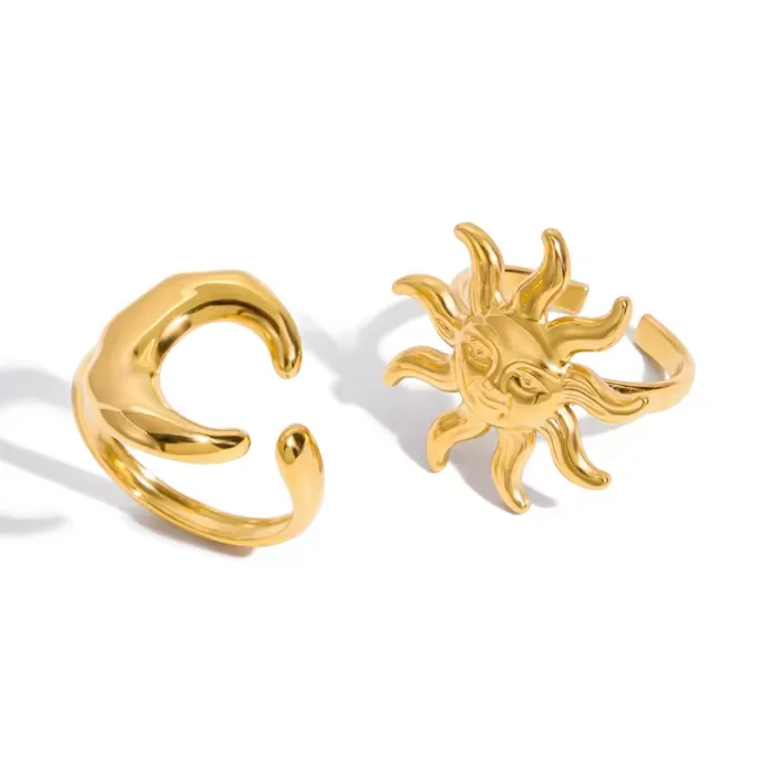 Celestial Sun and Moon Ring Set — view 1 Celestial Sun and Moon Ring Set — view 1