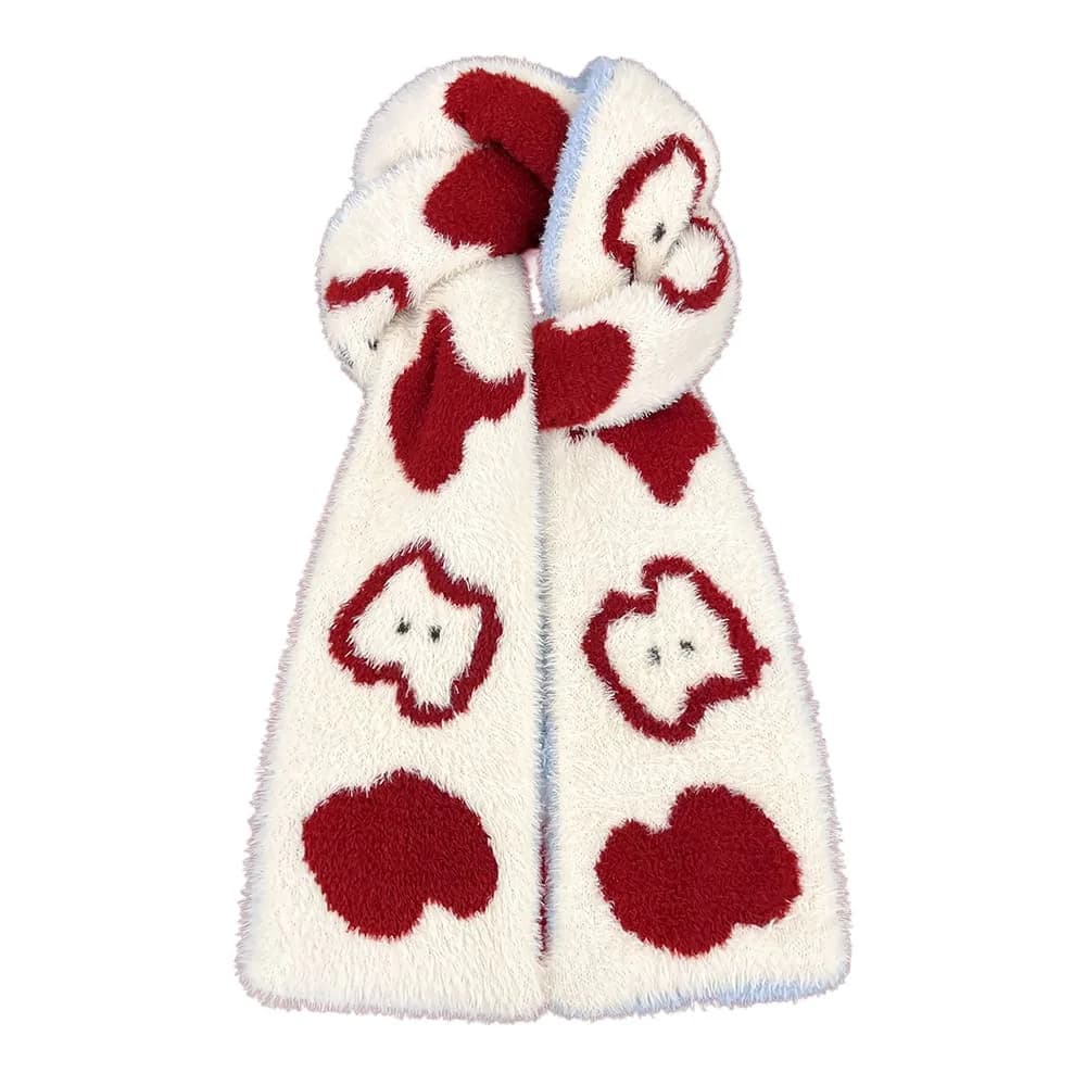 Fuzzy Apple Pattern Scarf — view 2 Fuzzy Apple Pattern Scarf — view 2