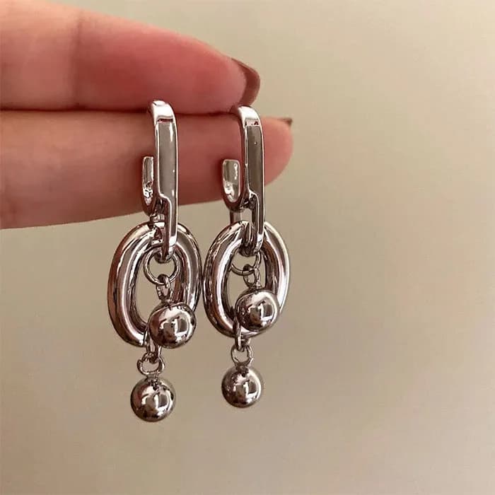 Grunge Style Chunky Chain Earrings — view 2 Grunge Style Chunky Chain Earrings — view 2