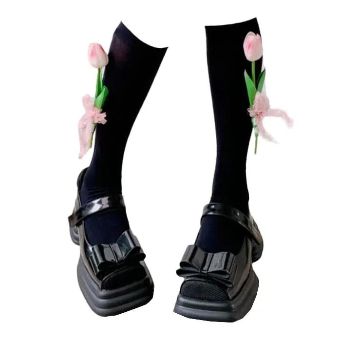 Tulip Flower Tube Socks — view 1 Tulip Flower Tube Socks — view 1