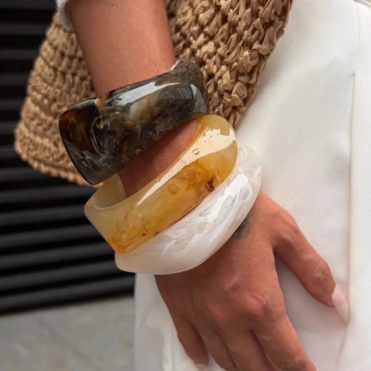 Geometric Chunky Resin Bracelet — view 2 Geometric Chunky Resin Bracelet — view 2
