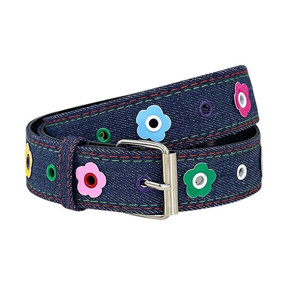 Indie Flower Aesthetic Denim Belt — view 1 Indie Flower Aesthetic Denim Belt — view 1