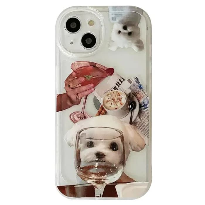 Puppy & Wine Glass iPhone Case — view 1 Puppy & Wine Glass iPhone Case — view 1