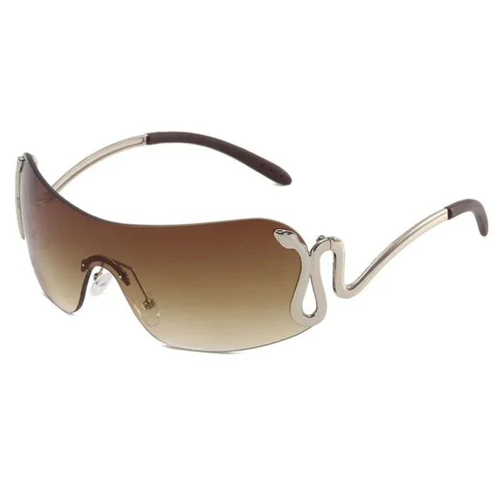 Y2K Snake Rimless Sunglasses — view 2 Y2K Snake Rimless Sunglasses — view 2