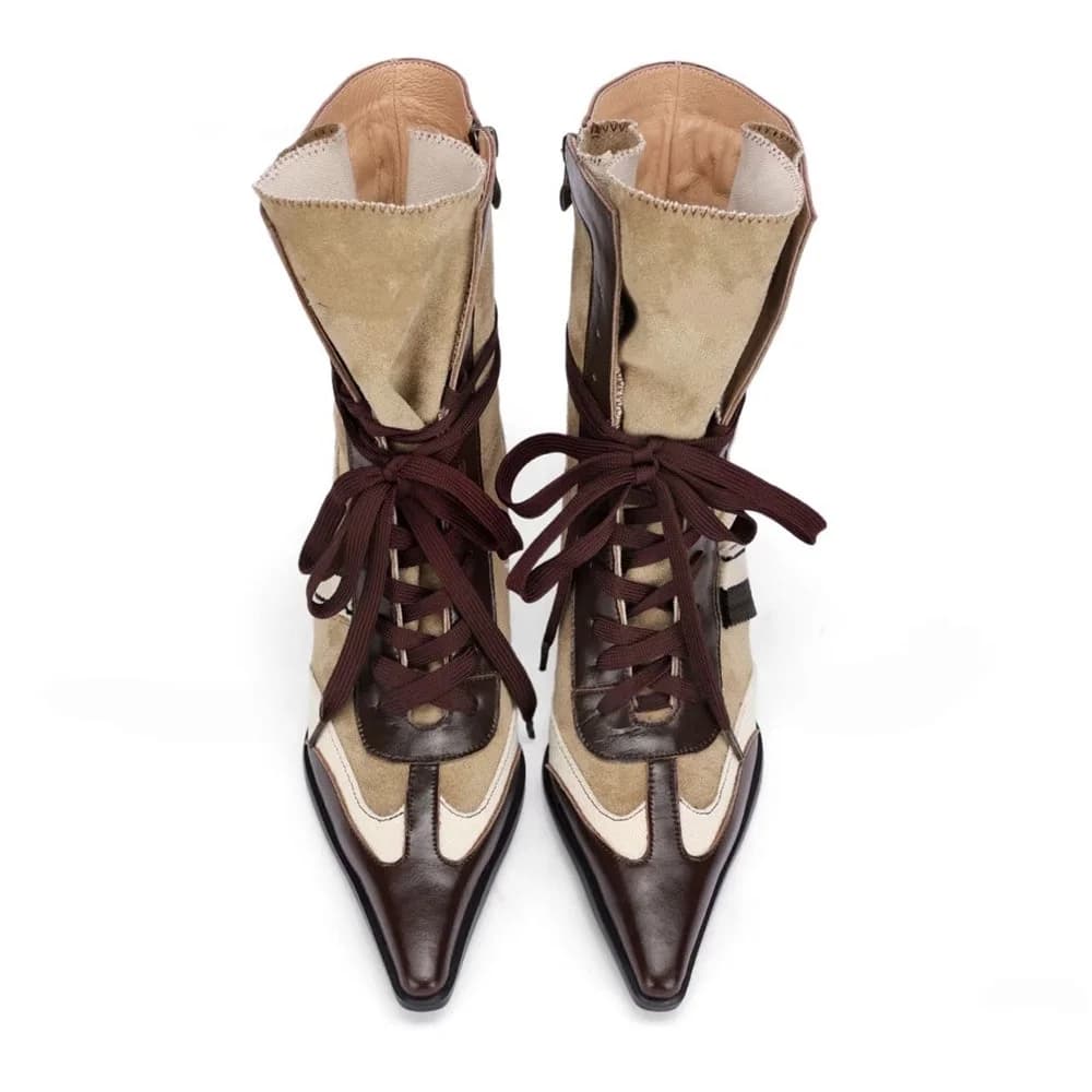 Coffee & Cream Pointed Toe Wedge Boots — view 2 Coffee & Cream Pointed Toe Wedge Boots — view 2