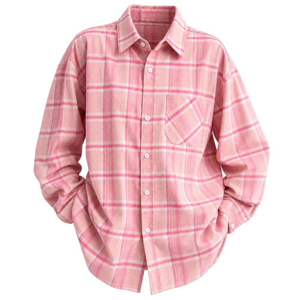 Stay Away Pink Plaid Shirt — view 1 Stay Away Pink Plaid Shirt — view 1