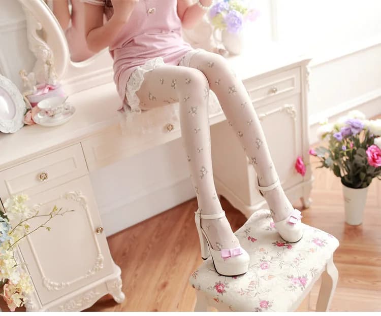 Elegant Floral Tights — view 2 Elegant Floral Tights — view 2