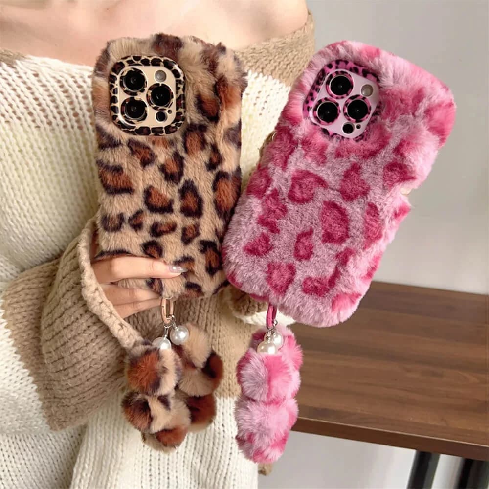 Y2K Leopard Fluffy iPhone Case — view 1 Y2K Leopard Fluffy iPhone Case — view 1