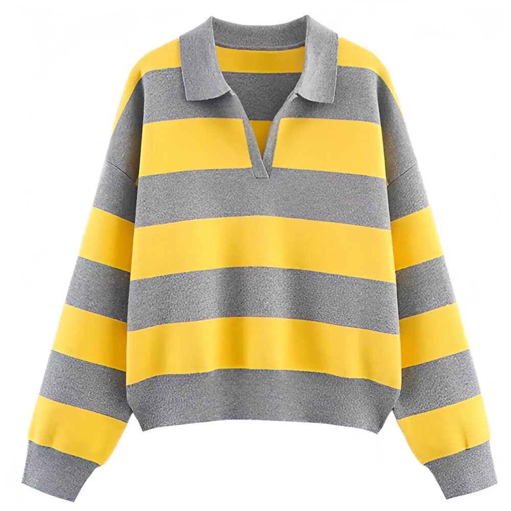 Campus Striped Rugby Collar Sweatshirt — view 2 Campus Striped Rugby Collar Sweatshirt — view 2