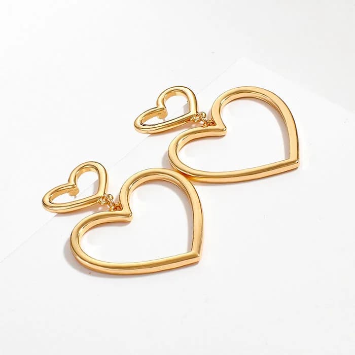 Gold Heart Earrings — view 2 Gold Heart Earrings — view 2