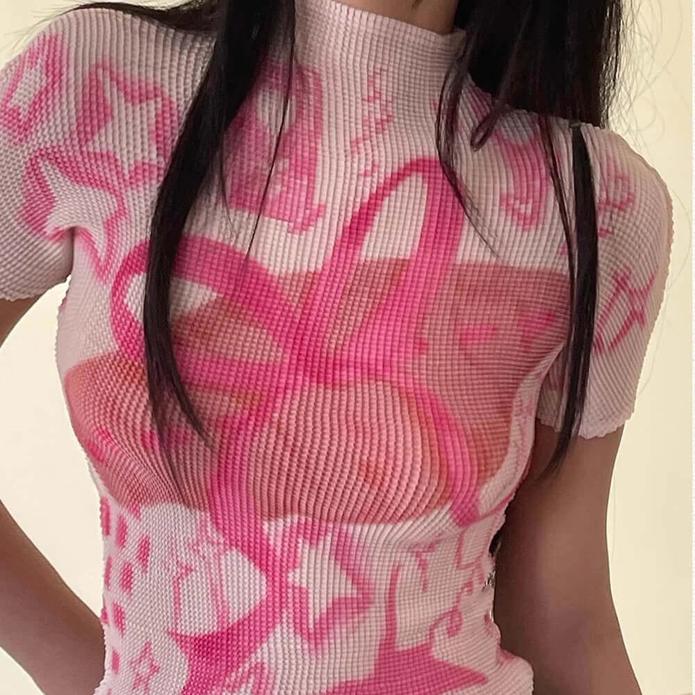 Y2K Cutecore Croissant Bow Top — view 2 Y2K Cutecore Croissant Bow Top — view 2