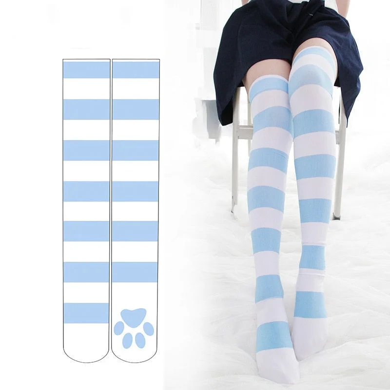 Kitten Paw Striped Socks — view 2 Kitten Paw Striped Socks — view 2