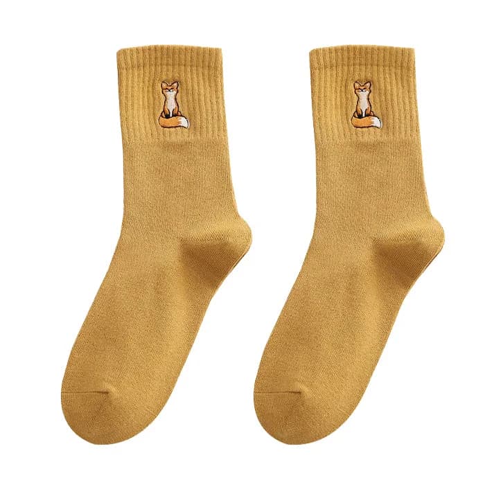 Fox Embroidery Socks — view 1 Fox Embroidery Socks — view 1