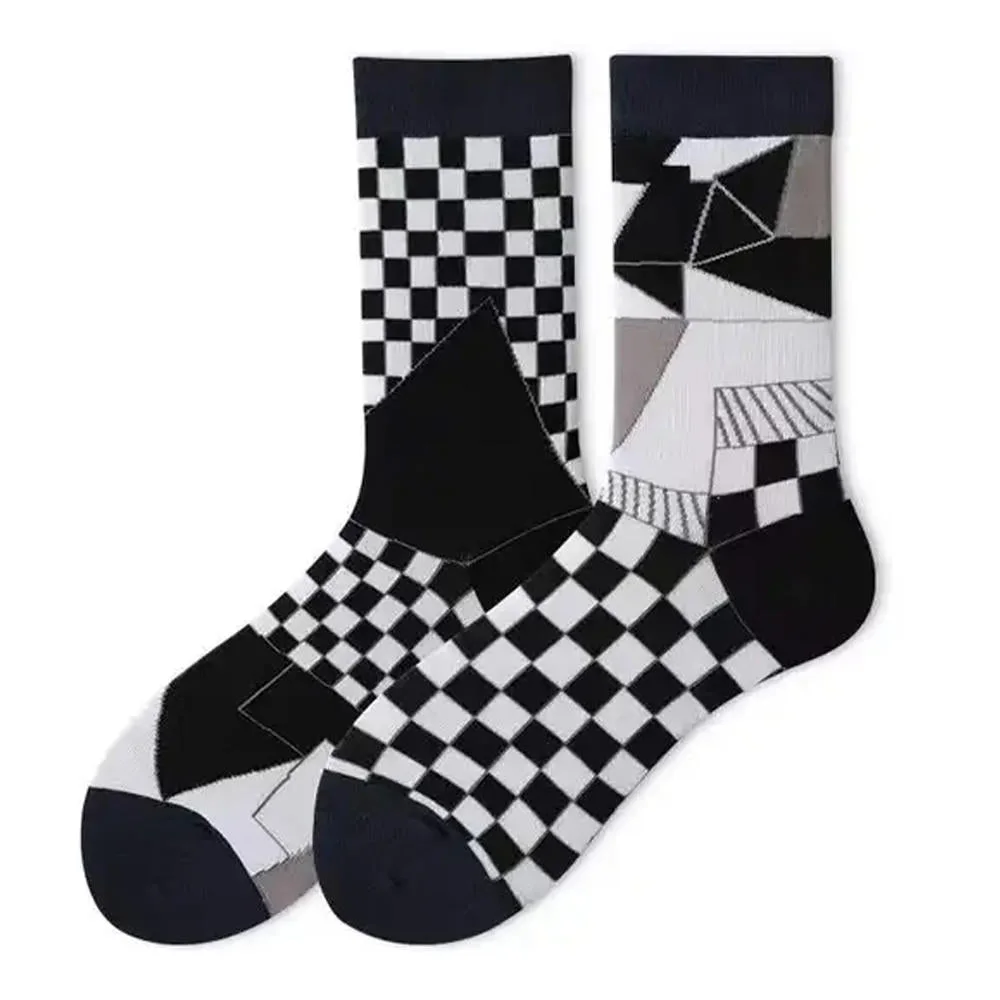 Monochrome Geometric Pattern Socks — view 1 Monochrome Geometric Pattern Socks — view 1