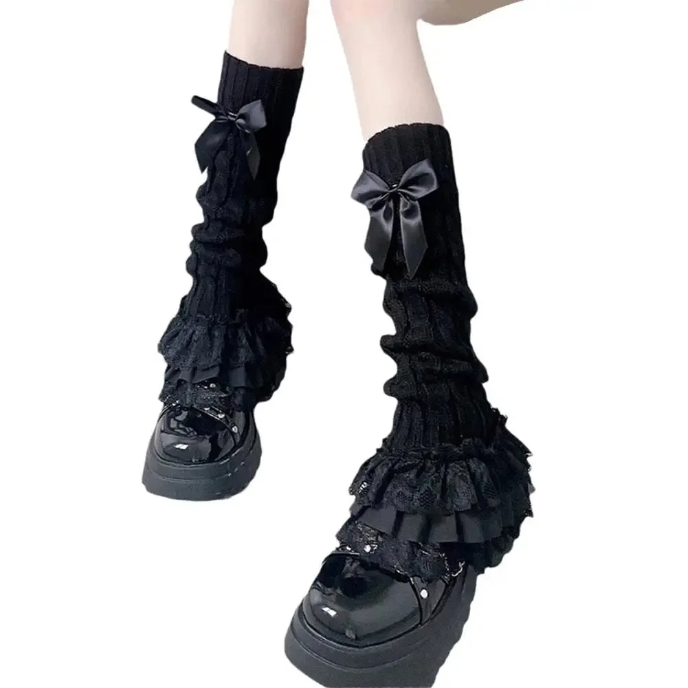 Bow & Lace Ruffle Leg Warmers — view 2 Bow & Lace Ruffle Leg Warmers — view 2