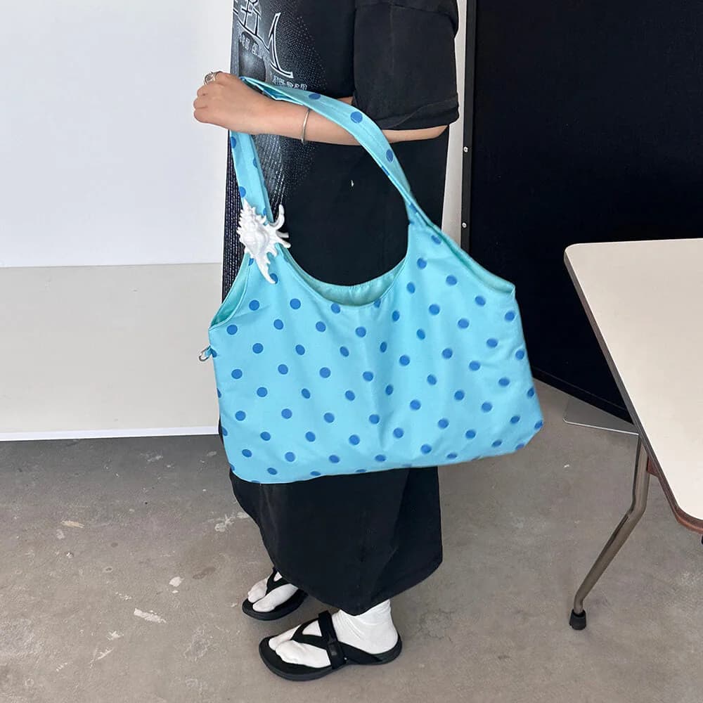 Blue Polka Dot Shoulder Bag — view 2 Blue Polka Dot Shoulder Bag — view 2