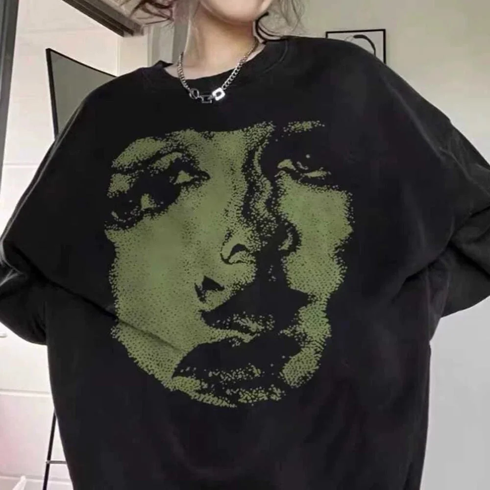 Face Print Grunge Oversized Sweatshirt — view 2 Face Print Grunge Oversized Sweatshirt — view 2