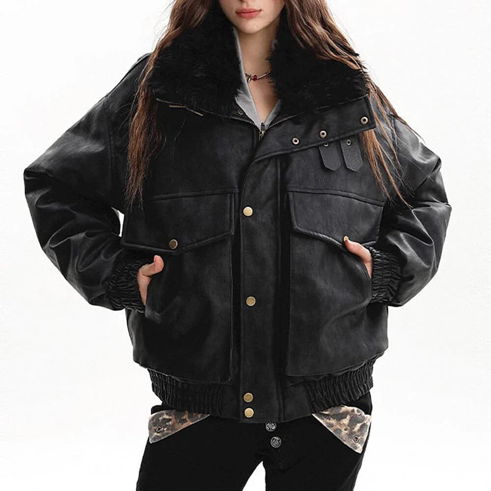 Drama Alert Faux Fur Aviator Jacket — view 2 Drama Alert Faux Fur Aviator Jacket — view 2