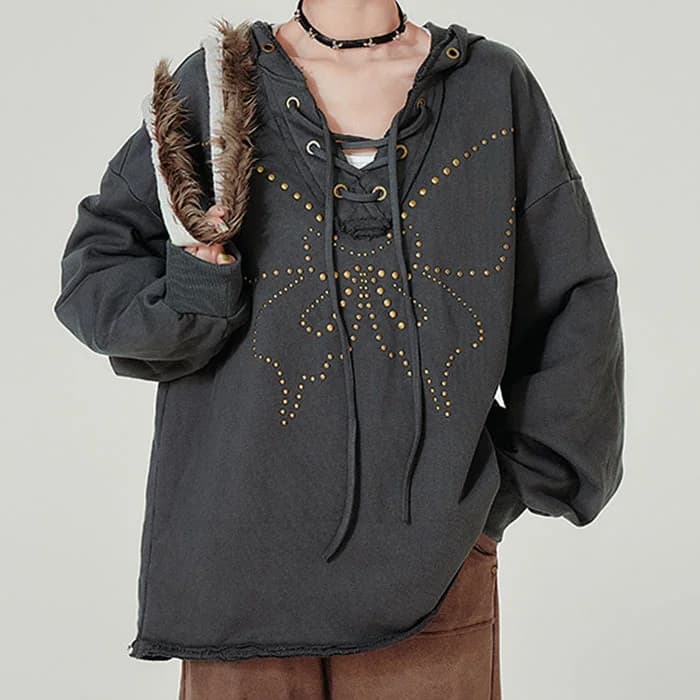Fairy Grunge Studded Butterfly Hoodie — view 1 Fairy Grunge Studded Butterfly Hoodie — view 1