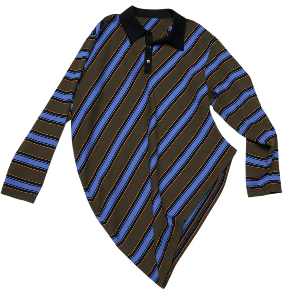Brown Blue Stripe Rugby Polo — view 1 Brown Blue Stripe Rugby Polo — view 1