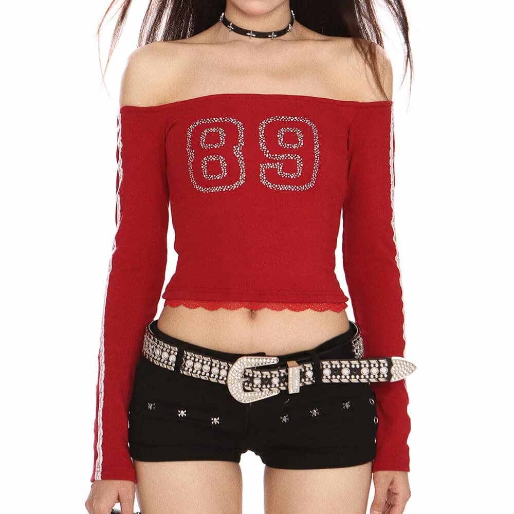 Blokette Jersey-Style 89 Rhinestone Top — view 1 Blokette Jersey-Style 89 Rhinestone Top — view 1