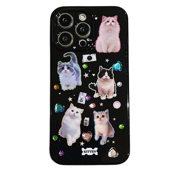 Cats Rhinestone iPhone Case — view 1 Cats Rhinestone iPhone Case — view 1
