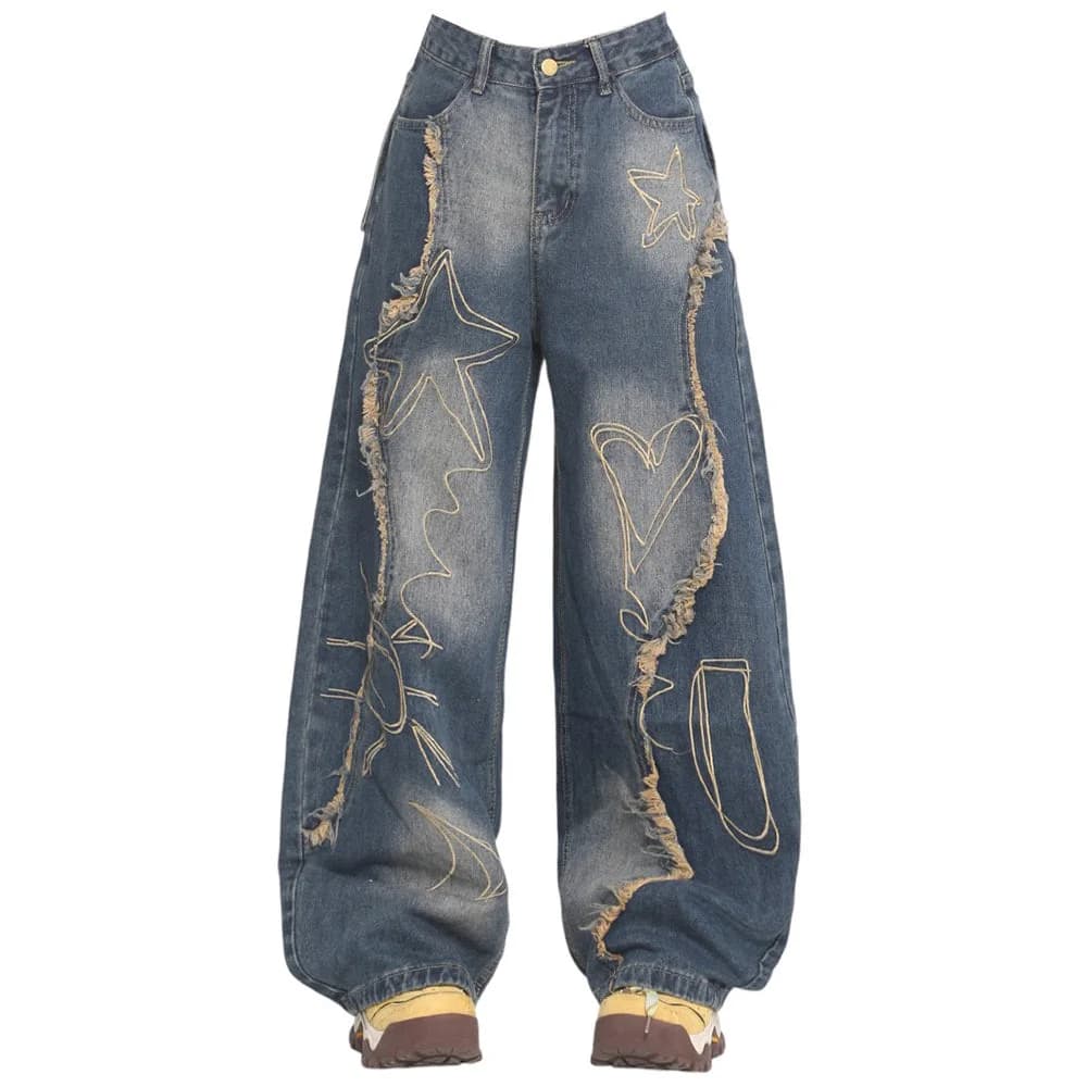 Heart & Star Fringe Wide Jeans — view 1 Heart & Star Fringe Wide Jeans — view 1