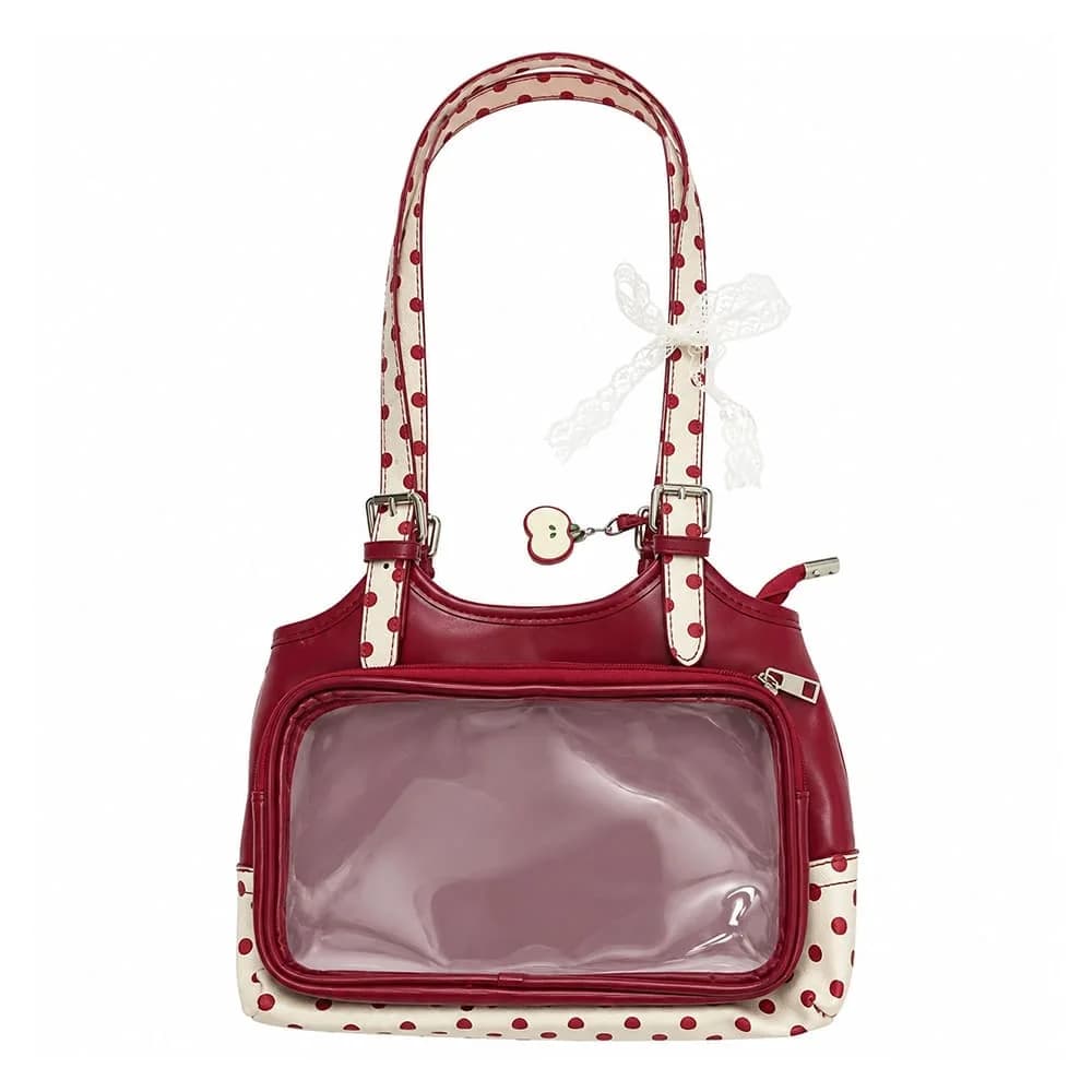 Red Apple Polka Dot Clear Pocket Handbag — view 2 Red Apple Polka Dot Clear Pocket Handbag — view 2