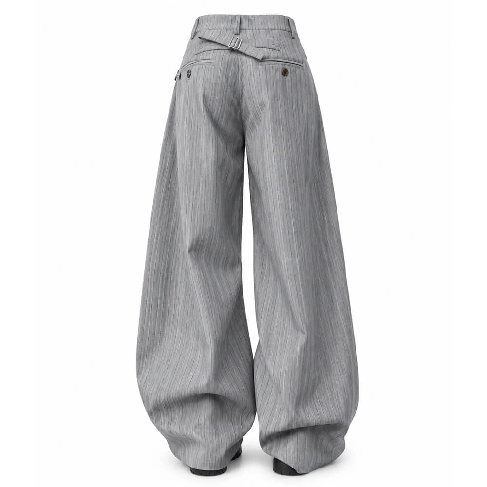 Office Siren Pinstripe Wide Leg Pants — view 2 Office Siren Pinstripe Wide Leg Pants — view 2
