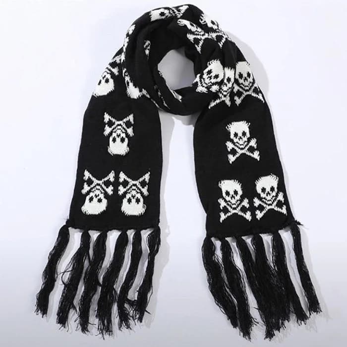 Grunge Skull Knitted Scarf — view 2 Grunge Skull Knitted Scarf — view 2