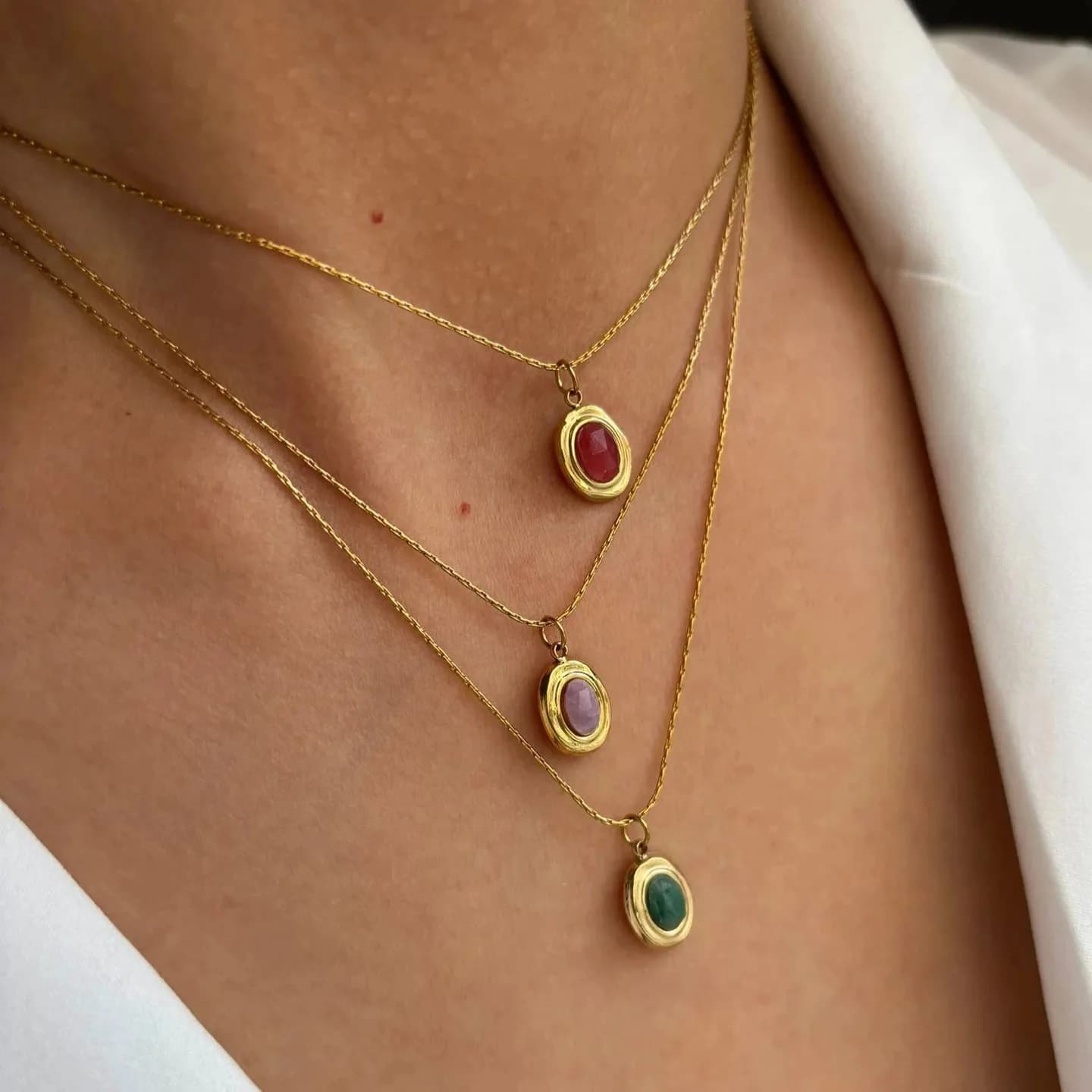 Heirloom Gold Aura Gemstone Necklace — view 2 Heirloom Gold Aura Gemstone Necklace — view 2