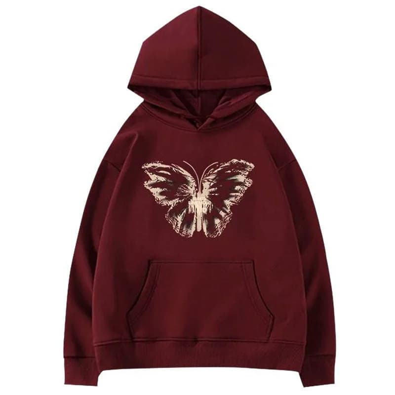 Butterfly Print Aesthetic Hoodie — view 2 Butterfly Print Aesthetic Hoodie — view 2