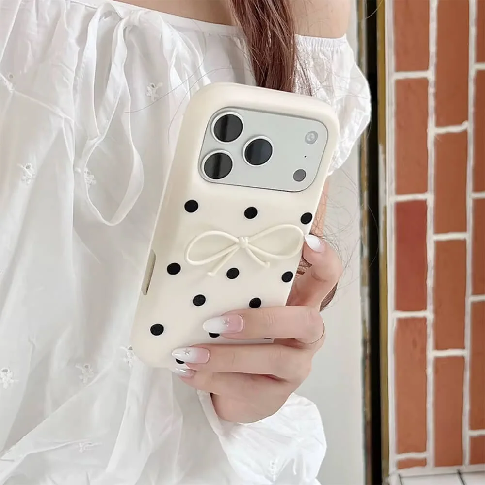 Coquette Polka Dot Bow iPhone Case — view 2 Coquette Polka Dot Bow iPhone Case — view 2