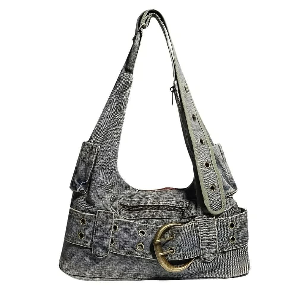 2000s Icon Denim Buckle Shoulder Bag — view 1 2000s Icon Denim Buckle Shoulder Bag — view 1
