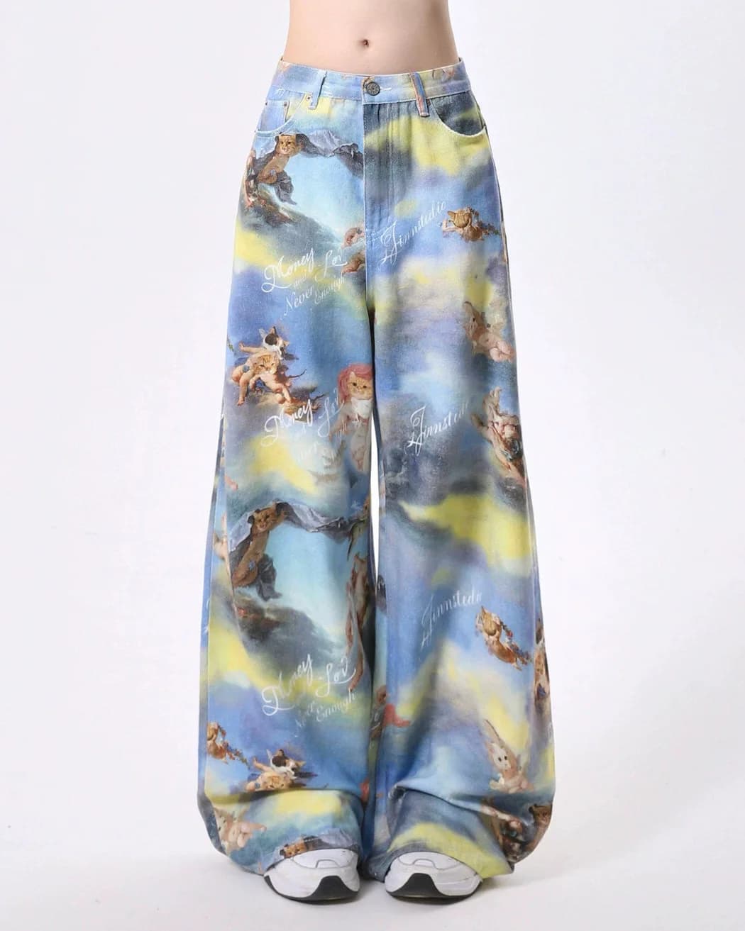 Angel Cat Print Wide-Leg Pants — view 2 Angel Cat Print Wide-Leg Pants — view 2