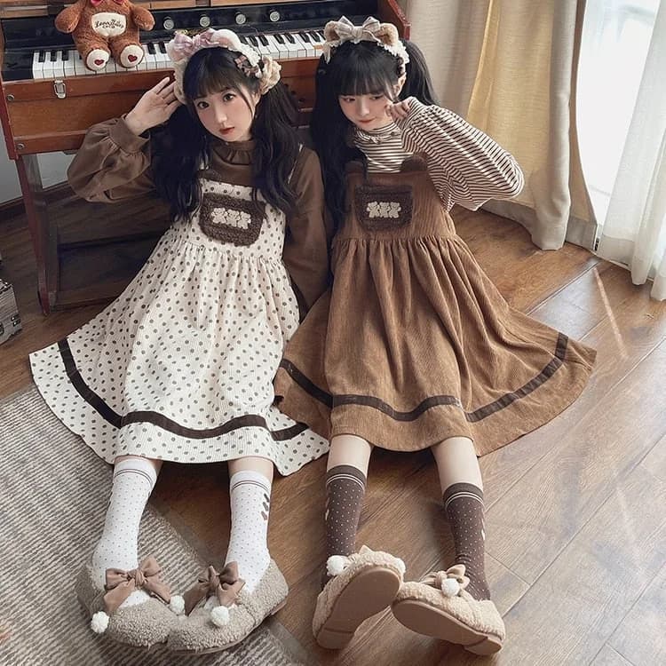 Corduroy Teddy Overall Dress — view 2 Corduroy Teddy Overall Dress — view 2
