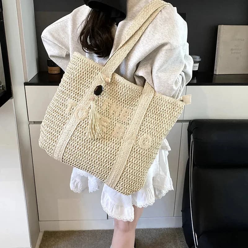Woven Straw Tote Bag — view 2 Woven Straw Tote Bag — view 2