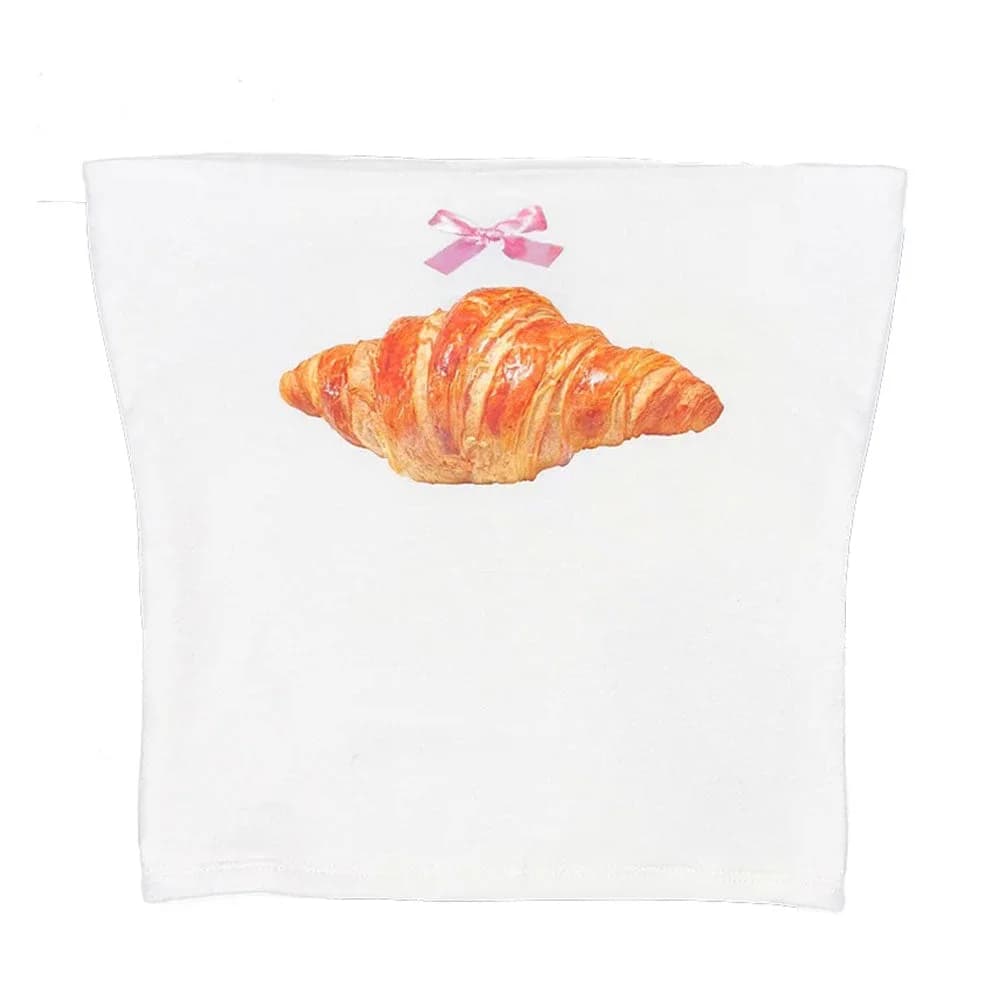 Croissant Print Tube Top — view 2 Croissant Print Tube Top — view 2