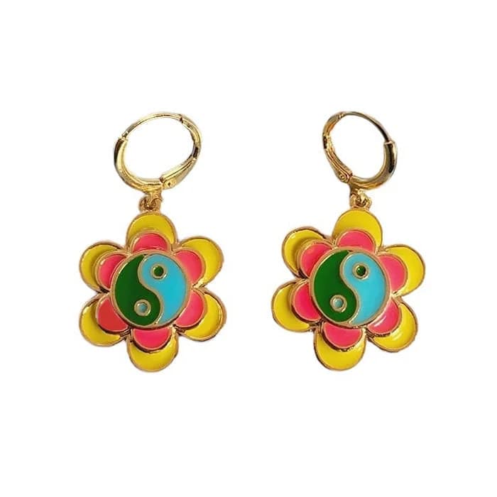 Flower Yin Yang Earrings — view 1 Flower Yin Yang Earrings — view 1