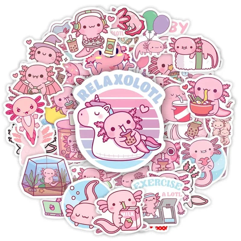 Kawaii Axolotl Sticker Pack — view 2 Kawaii Axolotl Sticker Pack — view 2