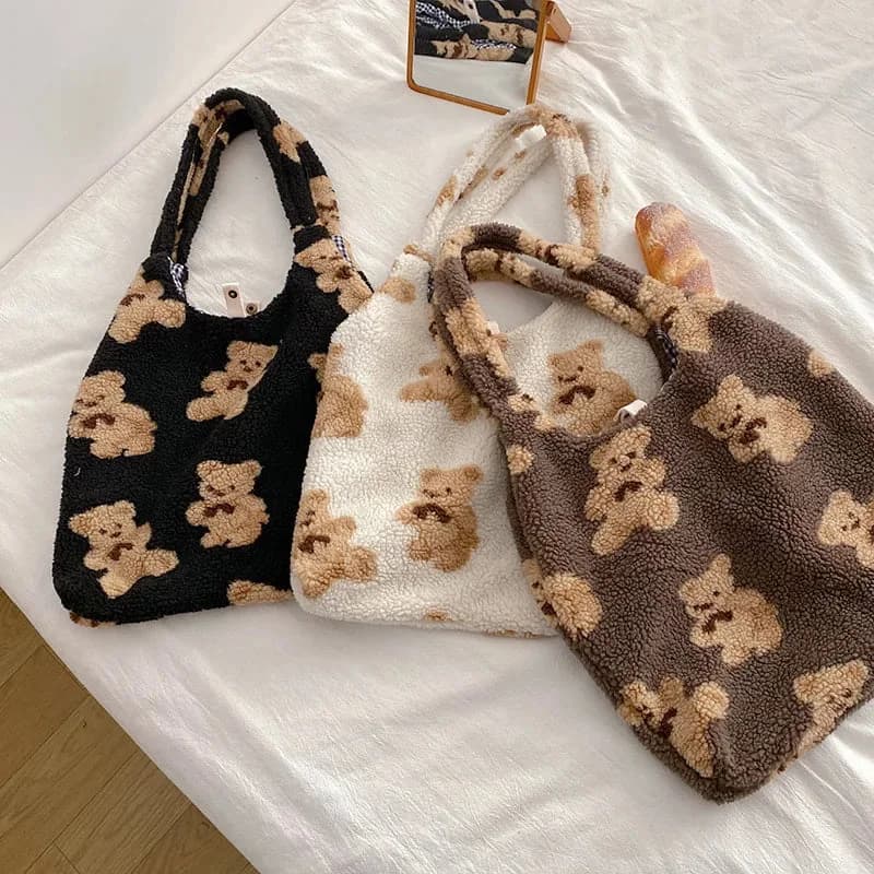 Teddy Bear Plush Shoulder Tote Bag — view 2 Teddy Bear Plush Shoulder Tote Bag — view 2