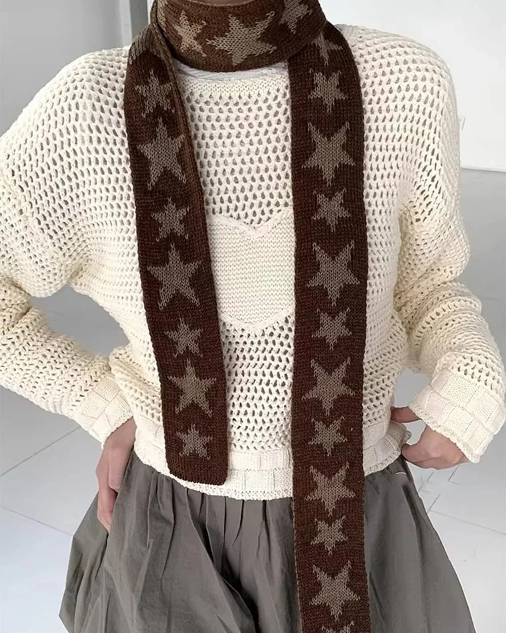 Y2K Star Skinny Scarf — view 2 Y2K Star Skinny Scarf — view 2