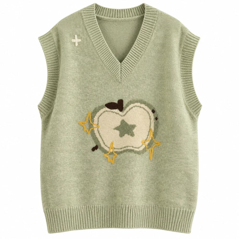 Green Apple Embroidered Vest — view 1 Green Apple Embroidered Vest — view 1