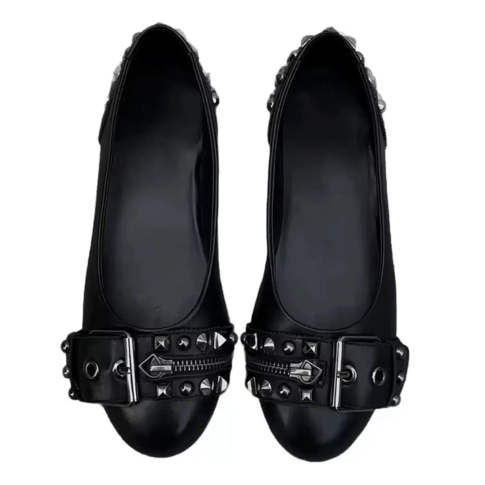 Grunge Sleaze Studded Ballet Flats — view 2 Grunge Sleaze Studded Ballet Flats — view 2