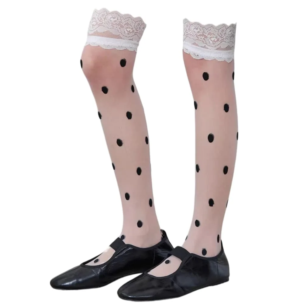 Polka Dot Sheer Knee High Socks — view 1 Polka Dot Sheer Knee High Socks — view 1