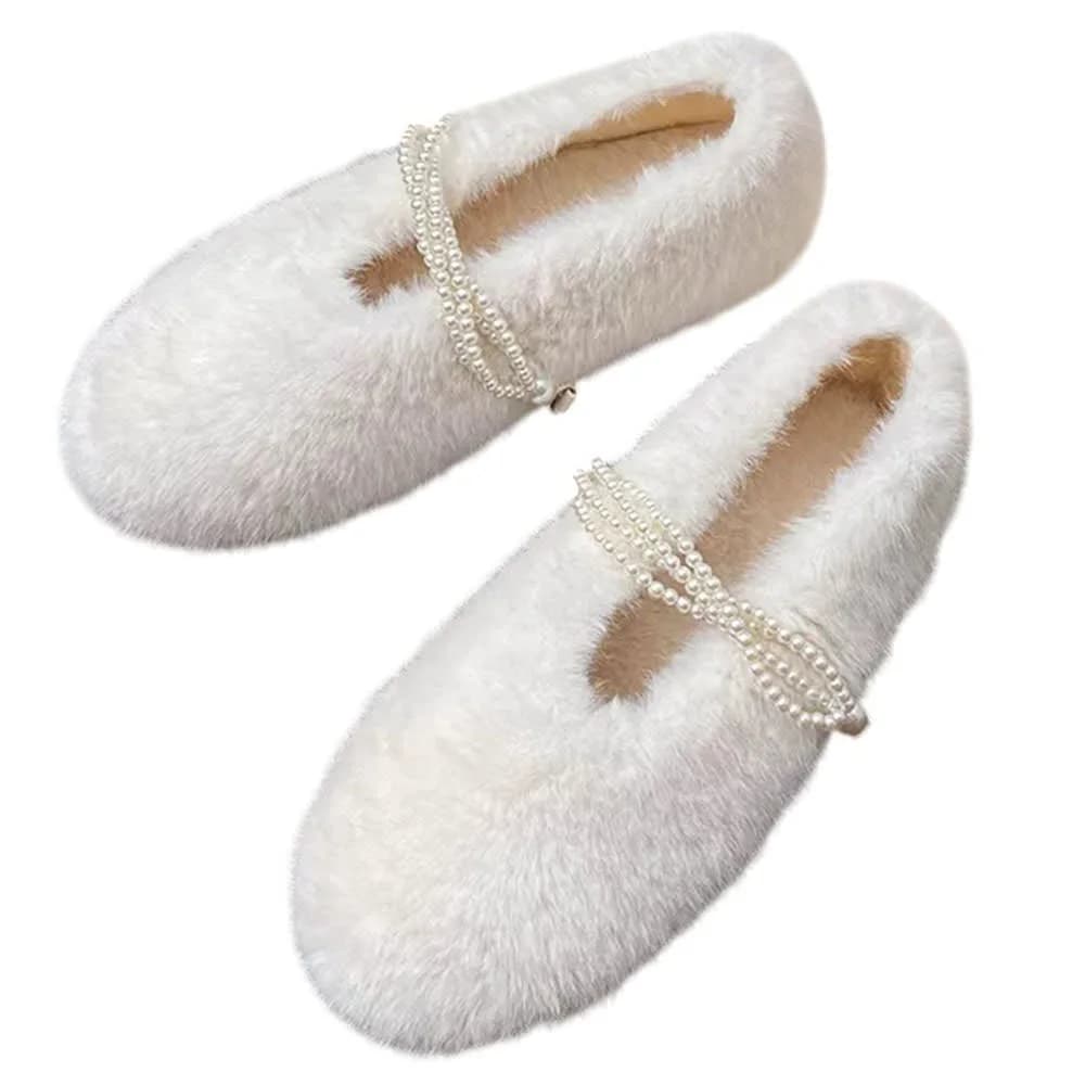Soft Girl Fluffy Mary Jane Flats — view 1 Soft Girl Fluffy Mary Jane Flats — view 1
